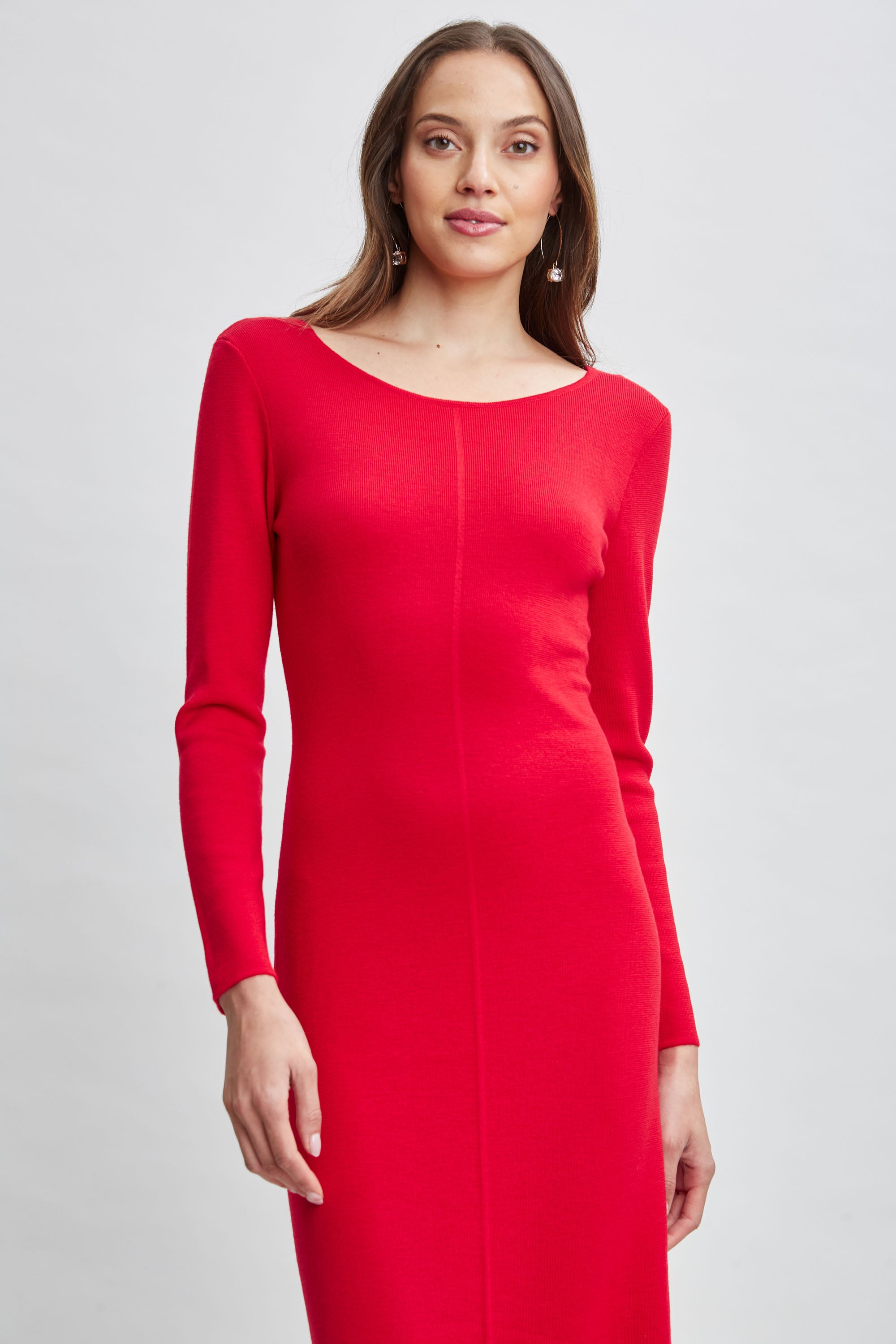 Wool Draped Chain Sweater Dress for Women - Cozy Knit Long Sleeve Tunic Dress for Fall & Winter - Perfect for Office, Date Night and Holiday Parties