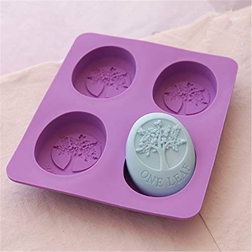 WYD 4-Hole Ellipse Tree Soap Mold - Handmade Happiness Tree Soap & Cake Jelly Molds for DIY Crafts, Wedding Favors, and Holiday Decorations