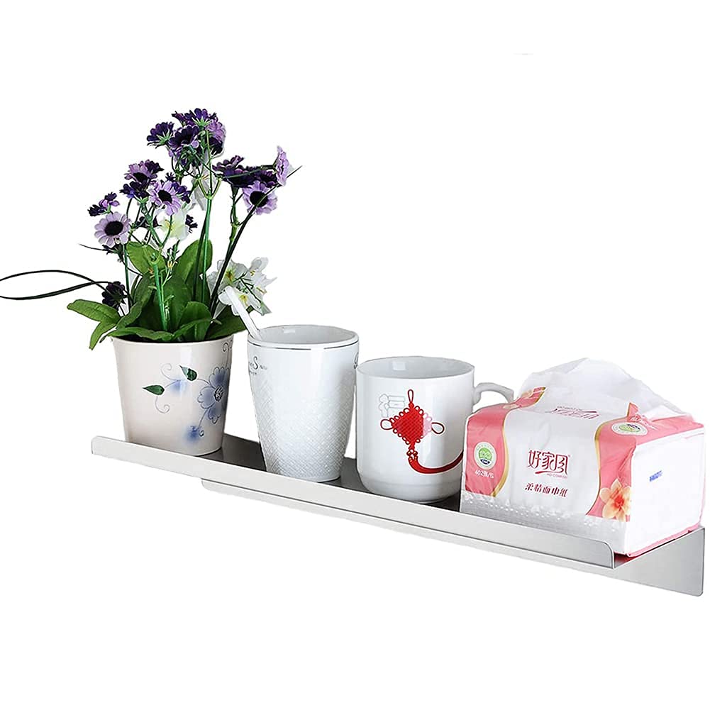Stainless Steel Floating Shelves - Wall Mounted Mini Narrow Metal Shelf for Bathroom, Kitchen, Living Room & Kids Room | Rustproof Home & Restaurant Storage Solution | Perfect for Organizing Toiletries, Spices & Decor