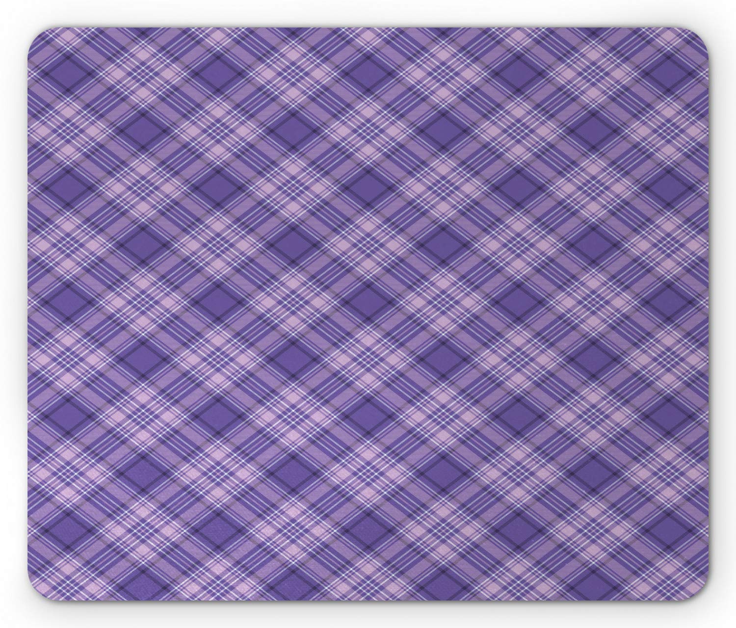 Ambesonne Retro Mouse Pad - Non-Slip Rubber Gaming Mousepad with Vintage Tartan Stripes Design in Blue Violet Lilac, Standard Size for Office & Home Computer Use
