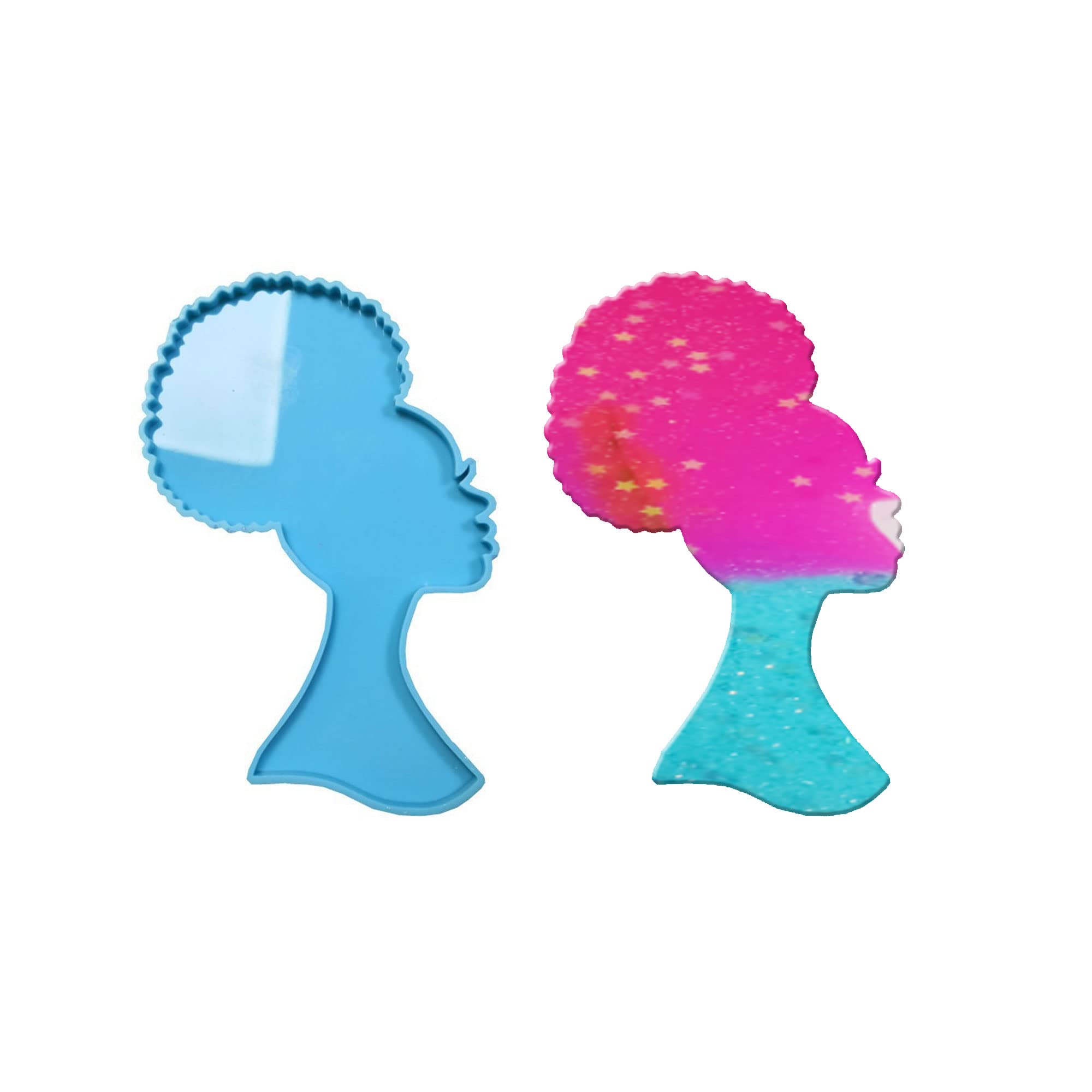 Large Afro Female Silicone Resin Molds for DIY Coasters - Women's Head Tray Molds for Resin Casting | Perfect for Home Decor, Jewelry Making & Craft Projects