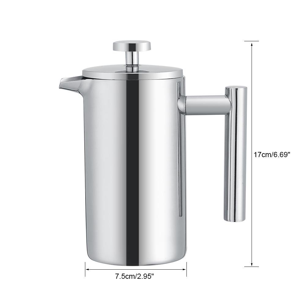 Premium Stainless Steel French Press Coffee Maker - 12 oz Double Walled Insulated Espresso & Tea Press with Fine Mesh Filter - Perfect for Home, Office & Camping Brewing