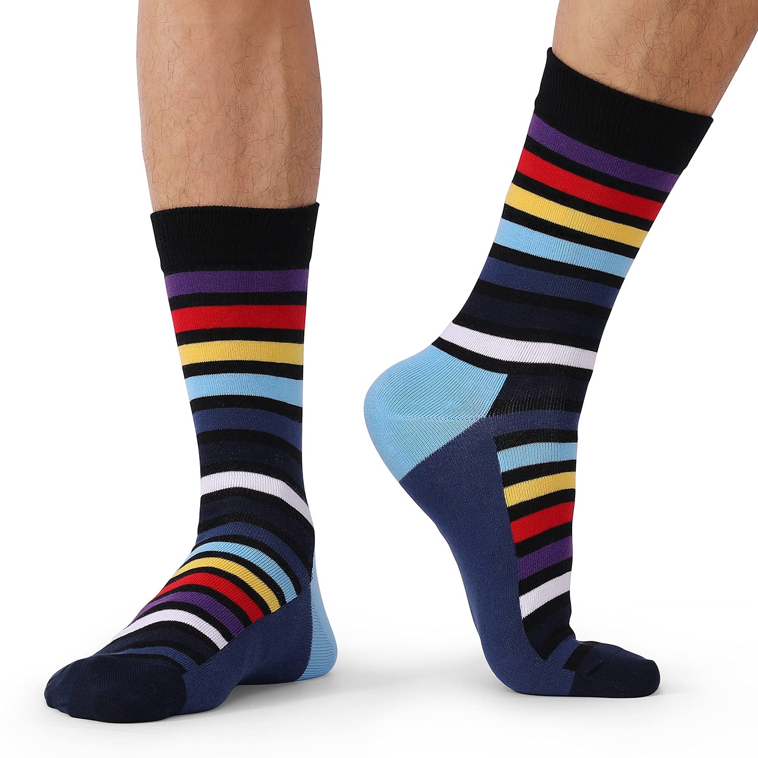DRASEX Men's Dress Socks - Colorful Cotton Crew Socks with Fun Patterns for Business & Casual Wear - Perfect for Office, Parties & Everyday Comfort