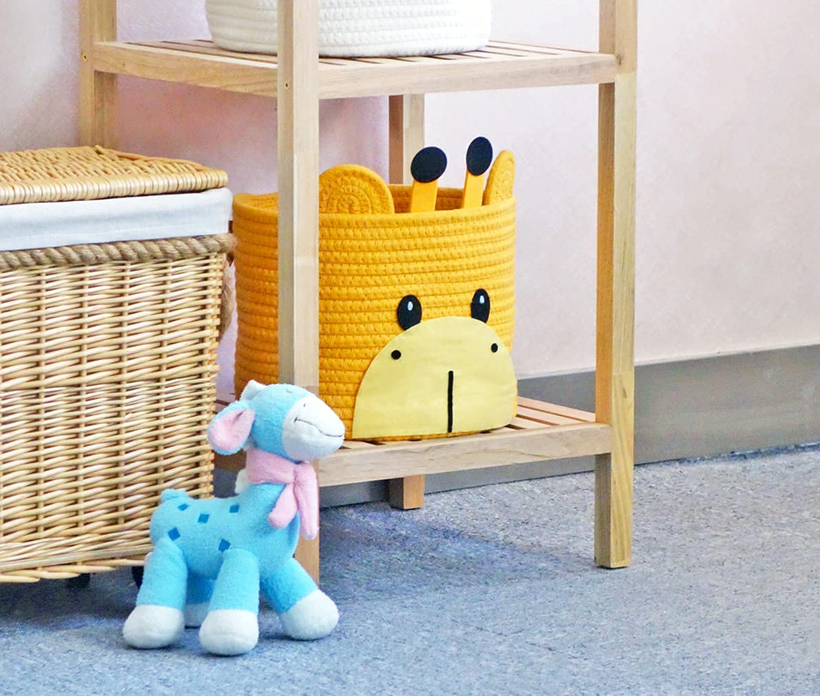 T&T Homewares Small Giraffe Baskets - Baby Diaper Organizer & Nursery Storage, Kids Room Decor & Toy Organizer for Cats & Dogs | Perfect for Nursery, Playroom & Pet Toy Storage