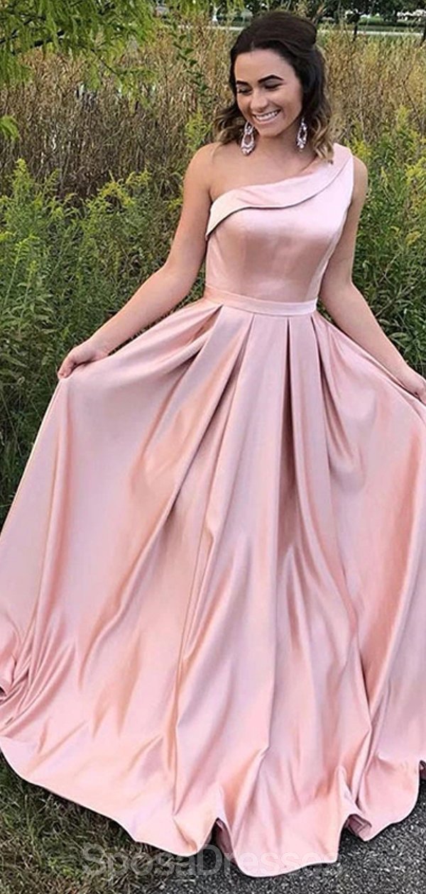 Elegant One Shoulder Blush Pink Long Prom Dress for Evening Party | Formal Gown for Homecoming, Prom Night & Special Occasions