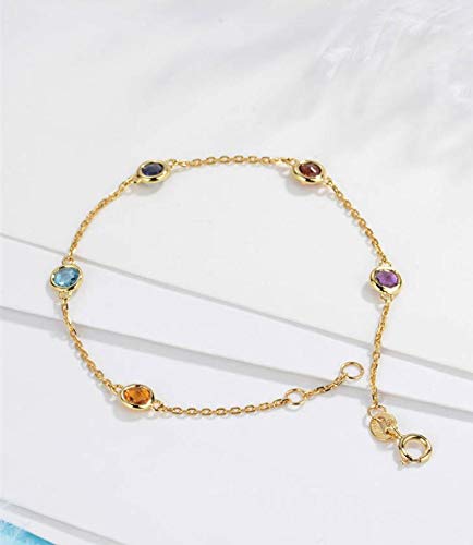 18K Solid Gold Multi-Gem Bracelet & Anklet - Anniversary & Wedding Jewelry Gift - Rose, Yellow & White Gold Options - Bulk Wholesale Available - Perfect for Bridal Shower, Engagement & Romantic Occasions