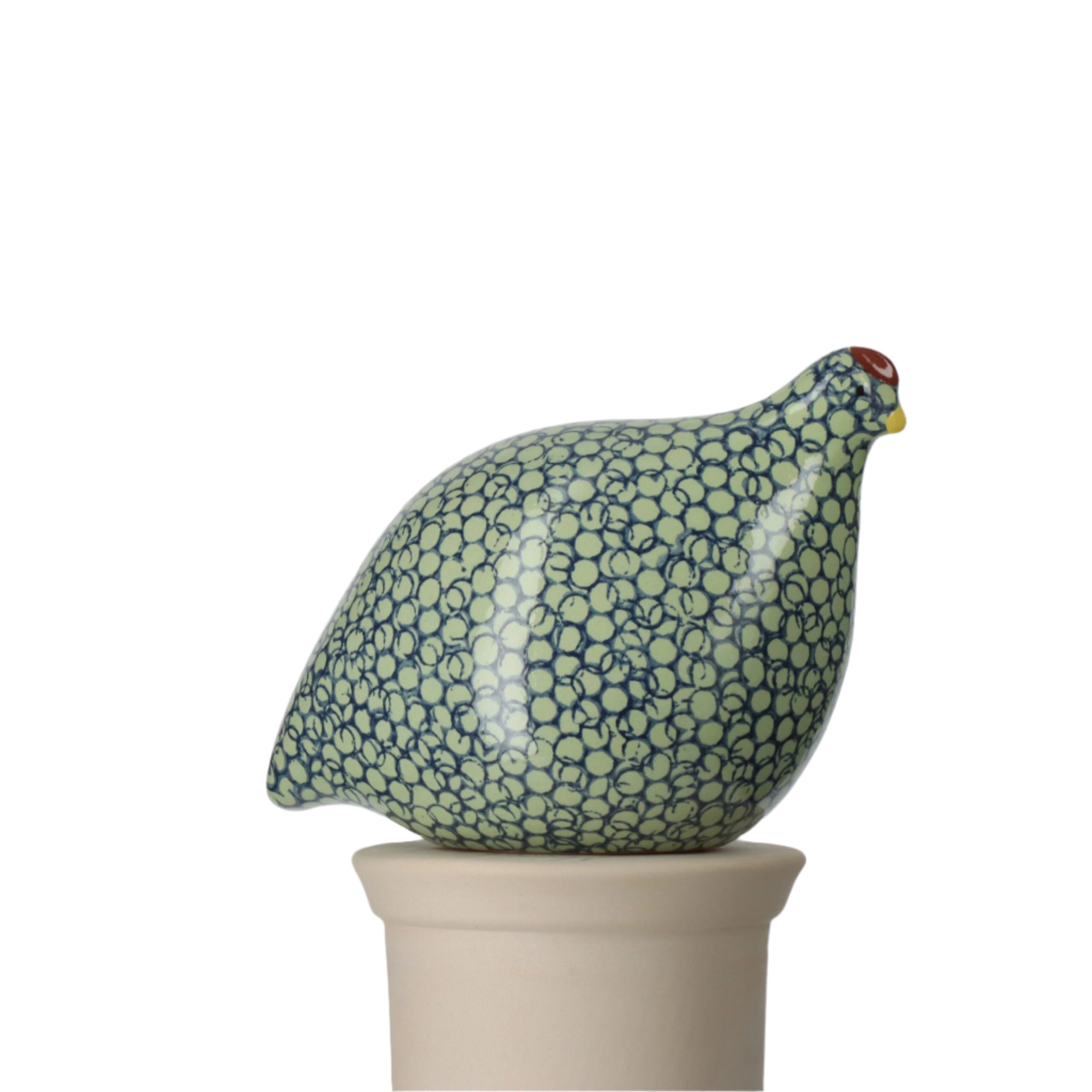 Green Speckled Cobalt Ceramic Quail Figurine - Handmade Decorative Bird Statue for Home Decor, Garden Ornament, and Collectible Gift