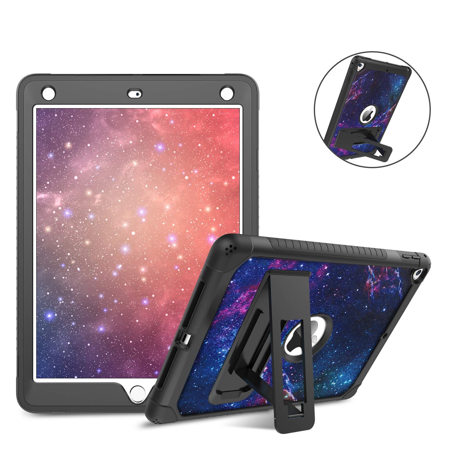 YINLAI Shockproof Protective Case for iPad 6th/5th Gen, iPad 9.7 Inch (2017/2018), iPad Pro 9.7 & iPad Air 2 - Space Purple | Women Girls Kids Friendly | Kickstand Feature | Models A1893/A1954/A1822/A1823 | Perfect for School, Travel & Home Use
