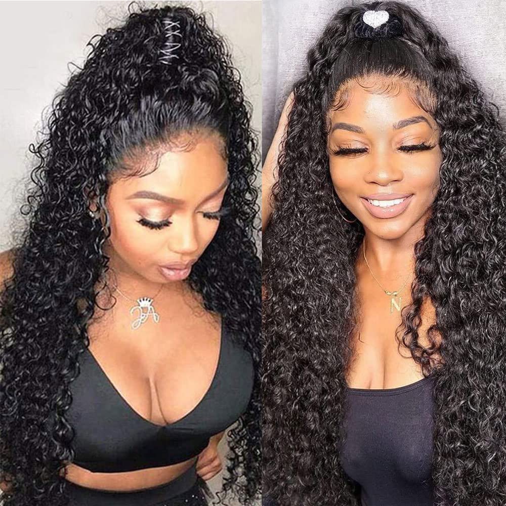 360 Full Lace Deep Curly Wave HD Transparent Lace Front Wigs - 100% Brazilian Virgin Human Hair - Pre Plucked with Baby Hair for Black Women (20 Inch, Natural Look) - Perfect for Daily Wear, Parties, Weddings & Special Occasions