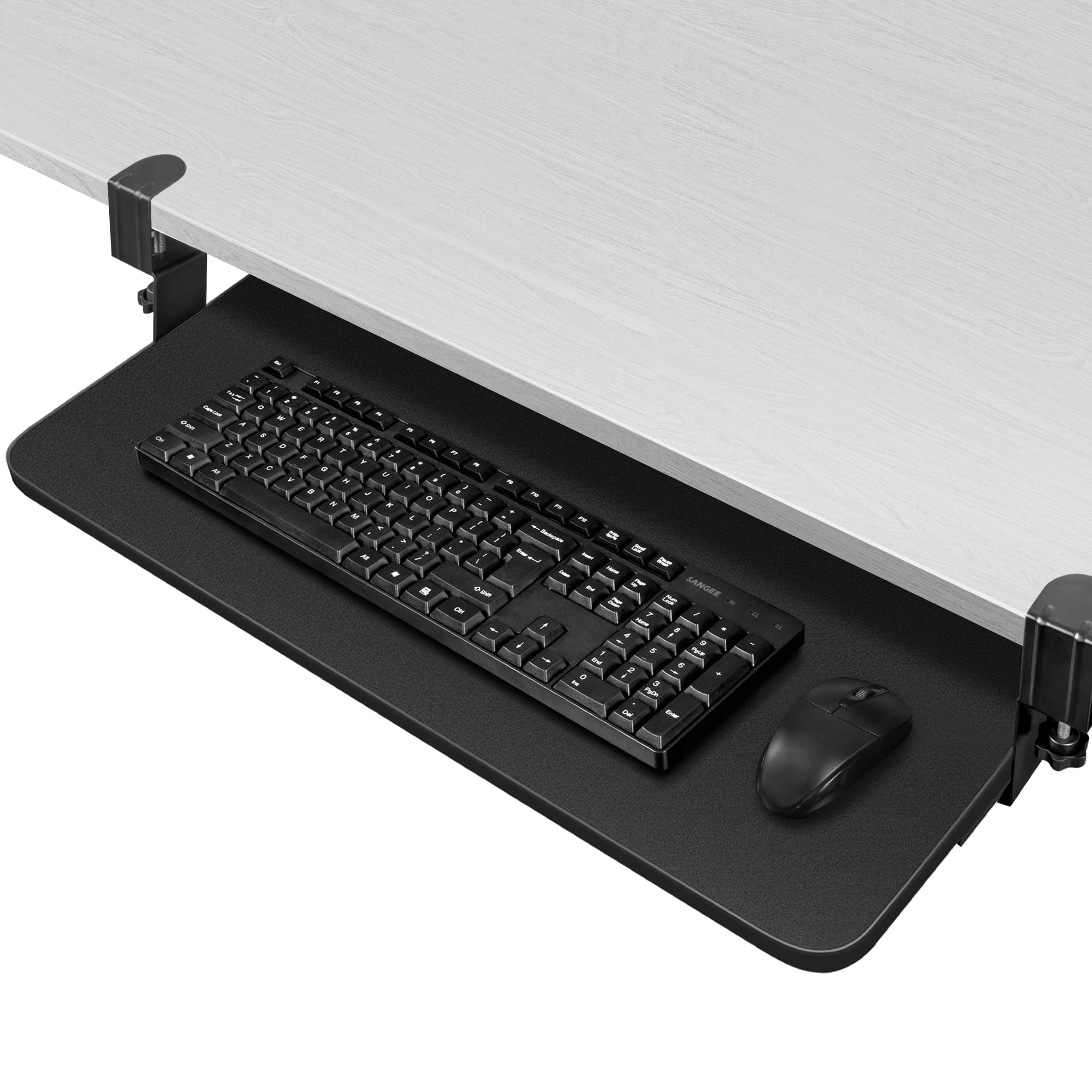 Under Desk Keyboard Tray Slide - Heavy Duty C Clamp Mount Pull Out Keyboard Stand for Computer (30x11 Inch) - Ergonomic Office Desk Accessory & Space Saving Desk Extender - Perfect for Home Office, Gaming Setup & Workspace Organization
