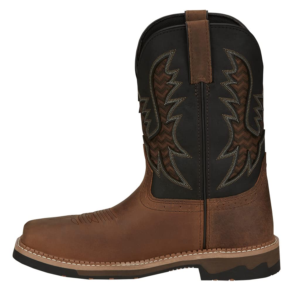 Justin Boots Men's Stampede Bolt Pecan Waterproof Work Boots - 11