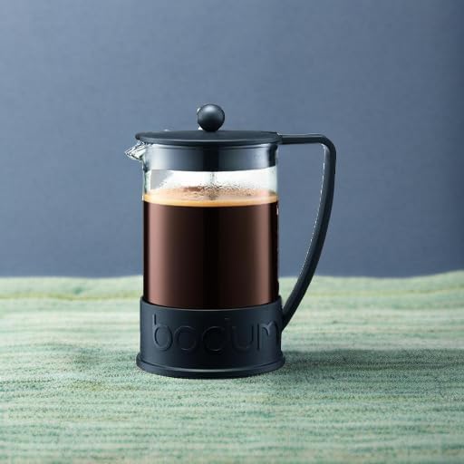 Bodum 51oz Brazil French Press Coffee Maker - Heat-Resistant Borosilicate Glass, Durable Black Coffee Press - Perfect for Home, Office & Camping Brewing