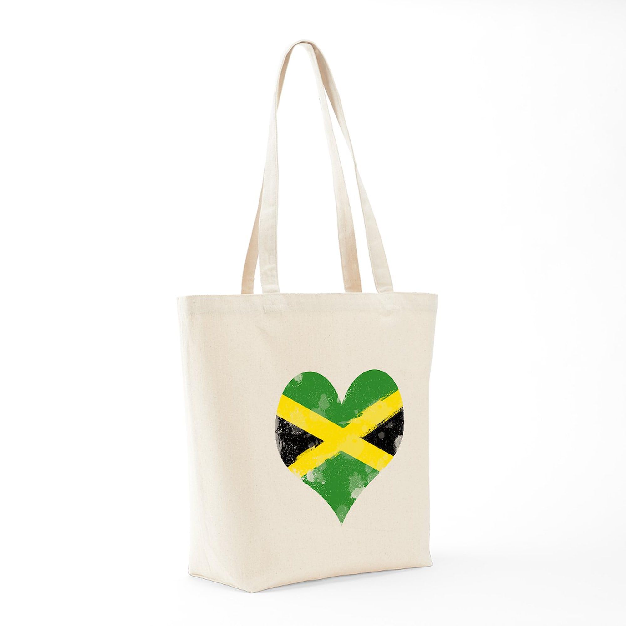 CafePress Jamaican Heart Tote Bag - Natural Canvas Reusable Shopping Bag for Groceries, Beach & Everyday Use