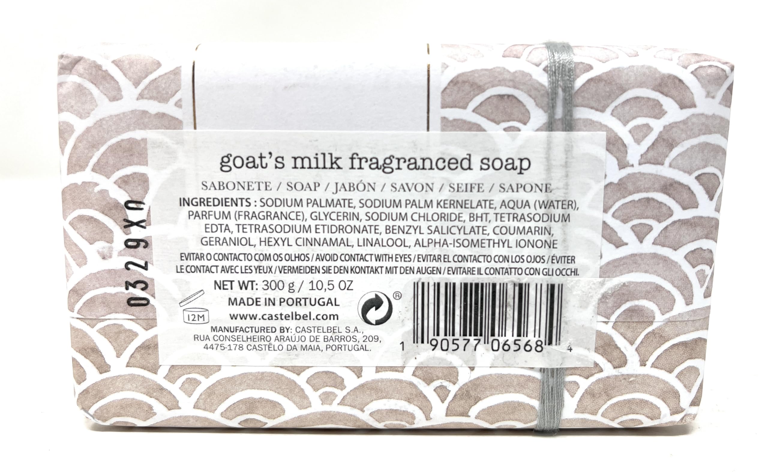 Castelbel Goat's Milk Luxury Fragranced Soap - 10.5 oz, Natural Moisturizing Bar Soap for Dry Skin, Handmade in Portugal - Perfect for Spa, Bath & Gift Giving
