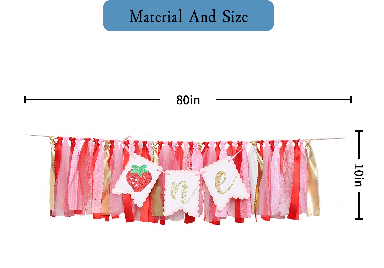 Strawberry Theme High Chair Banner - Sweet 1st Birthday Party Decorations - Smash Cake Photo Backdrop - Baby Shower & Birthday Party Decor - Perfect for First Birthday Photoshoot, Baby Girl Celebration, and Cake Smash Props (Strawberry-2)