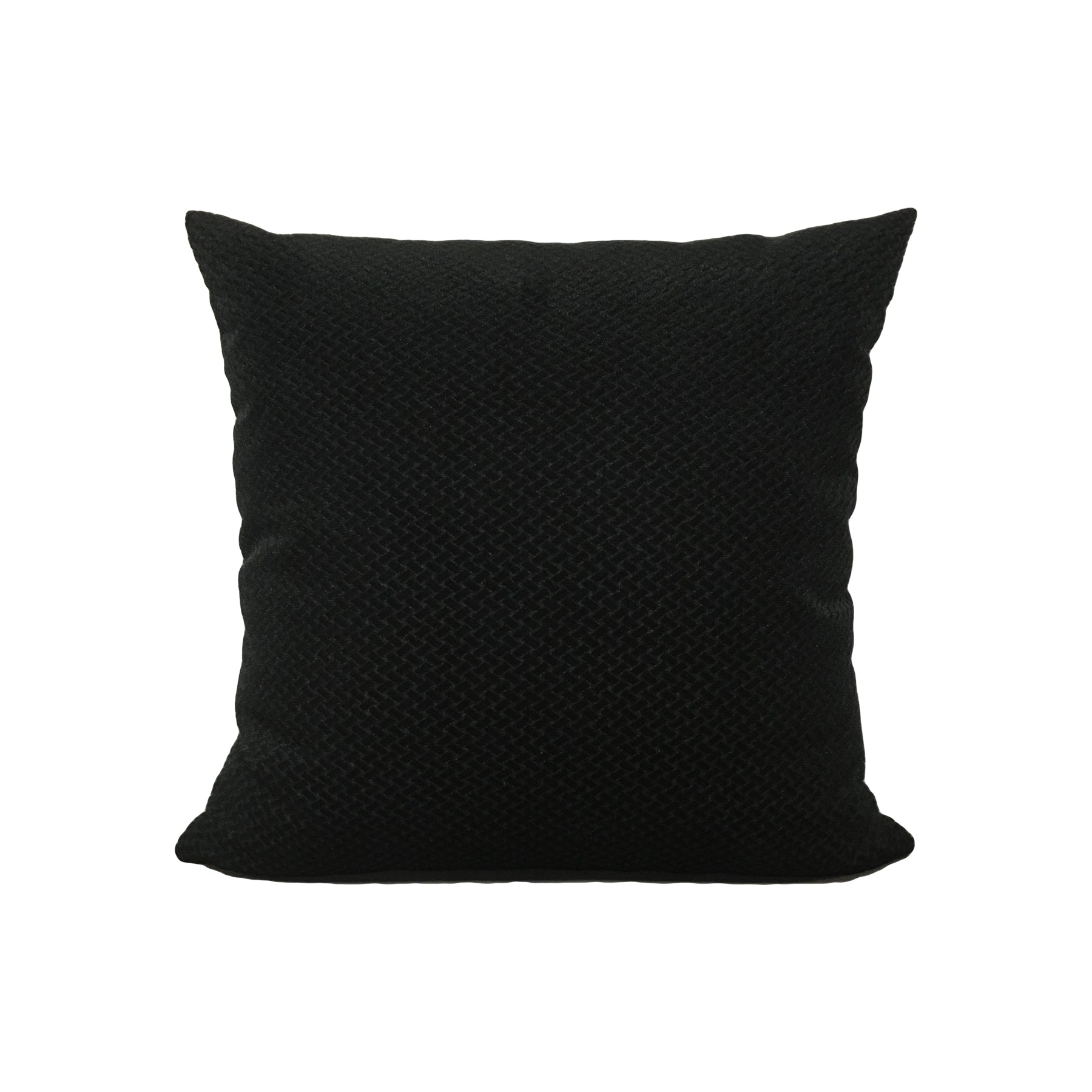 Luxury Basketweave Velvet Black Throw Pillow 17x17 Inches - Soft Decorative Cushion for Sofa, Bed & Home Decor - Perfect for Living Room, Bedroom & Dorm