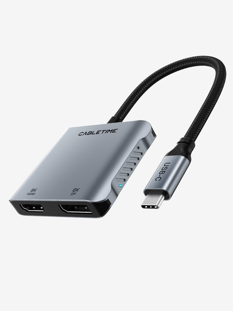 8K USB C to HDMI & DP Adapter - Dual 4K 60Hz Video Converter for MacBook Pro, Dell XPS - Perfect for Gaming, Home Theater & Multi-Monitor Workstations