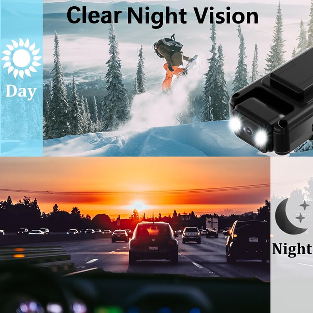 1080P WiFi Body Camera with Audio & Video Recording, Wearable Mini Clip-on Camcorder, 180° Rotatable Lens, Night Vision & Motion Detection - Ideal for Law Enforcement, Security Guards, Outdoor Adventures & Travel Vlogging