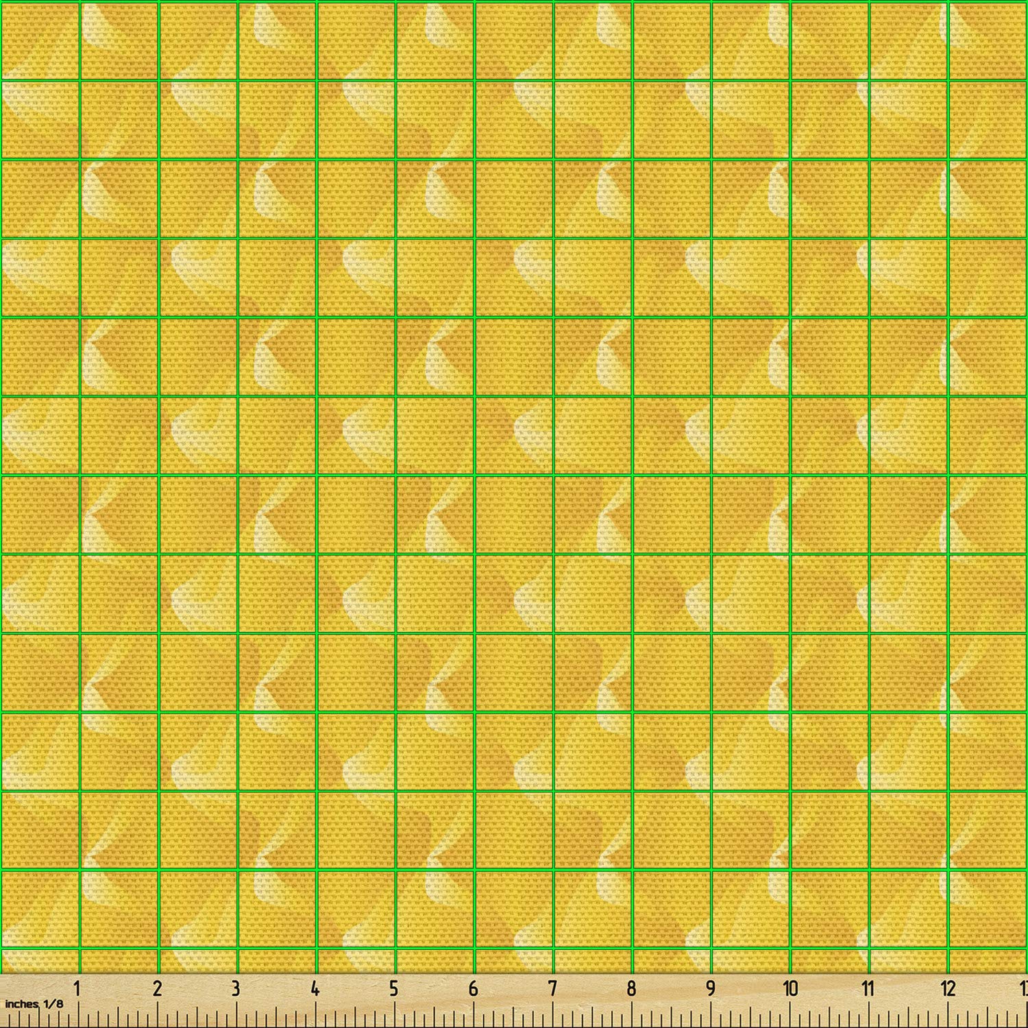 Ambesonne Yellow Fabric - Abstract Curving Lines & Swirls for Upholstery, Home Decor (2 Yards)