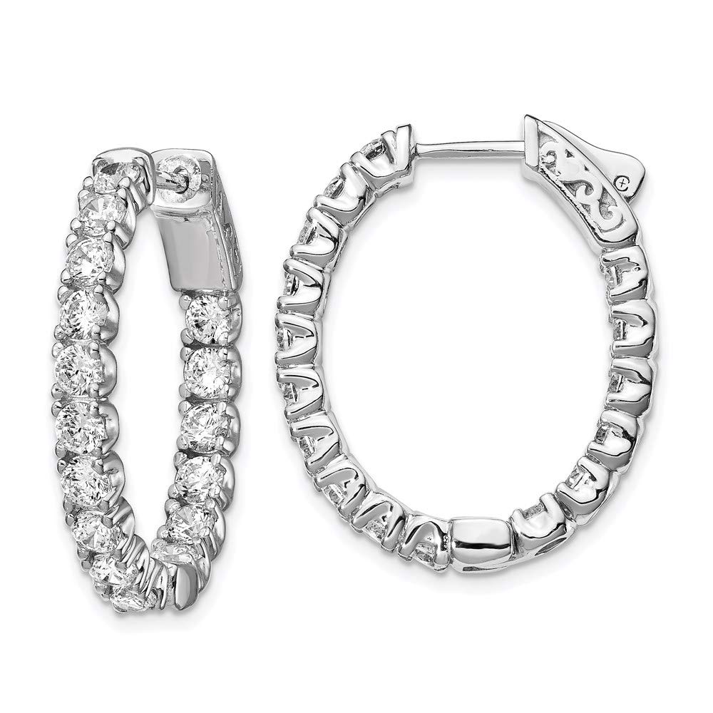 Sterling Silver Cubic Zirconia Hoop Earrings for Women - 27.85mm Round CZ Studs, 925 Silver In & Out Hoops - Perfect for Everyday Wear, Office & Special Occasions