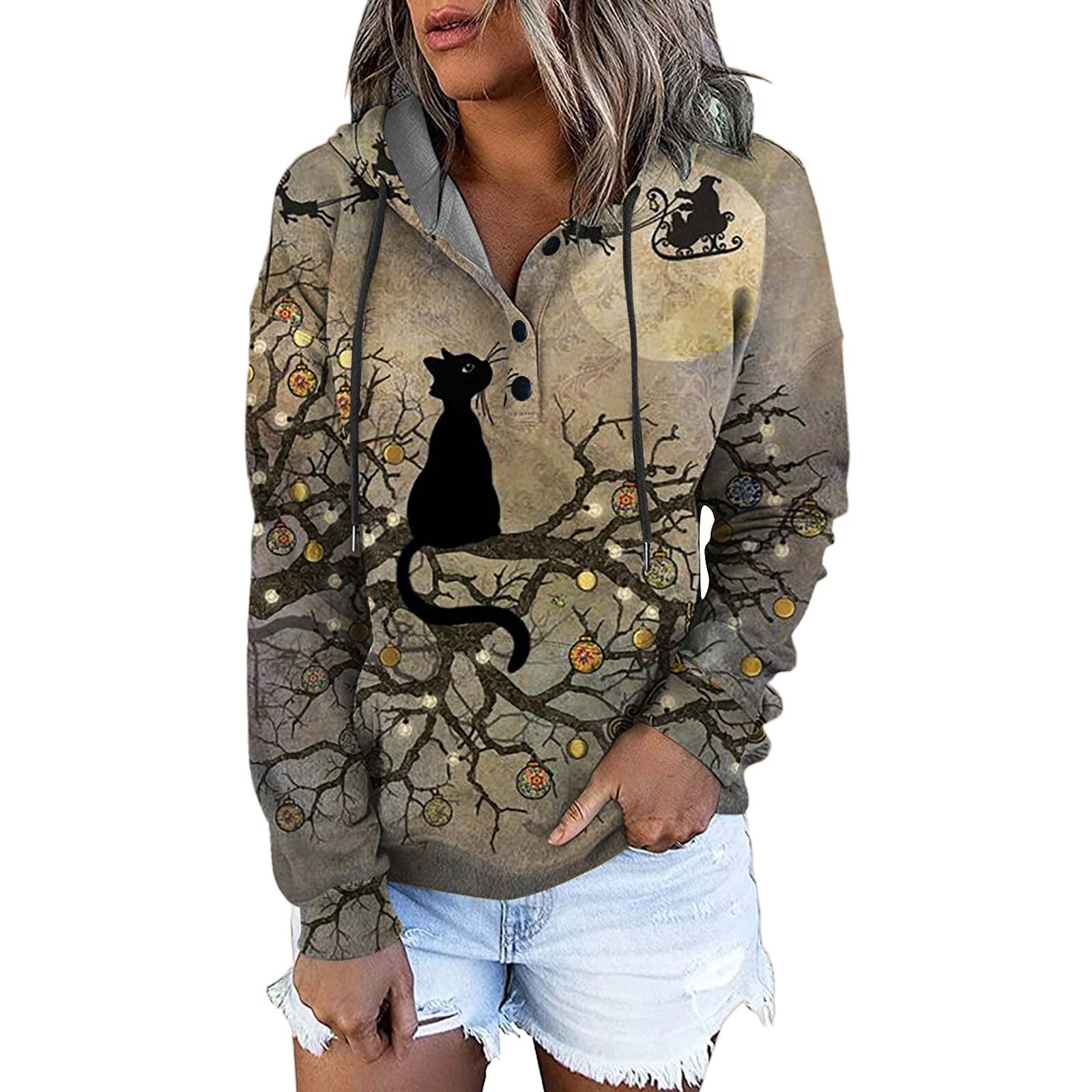 MLAGJSS Women's Lightweight Long Sleeve Pullover Sweater - Casual Christmas Print Round Neck Loose Tunic Top for Holiday Parties, Family Gatherings & Winter Outfits