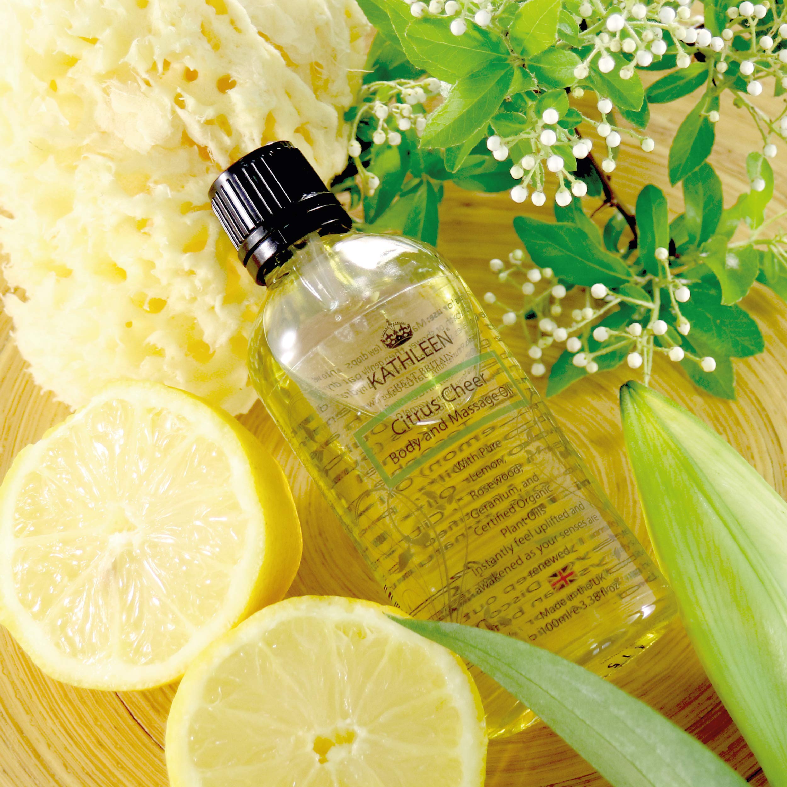 Kathleen Natural Citrus Cheer Body & Massage Oil - Aromatherapy Relaxation for Spa, Yoga & Home Wellness