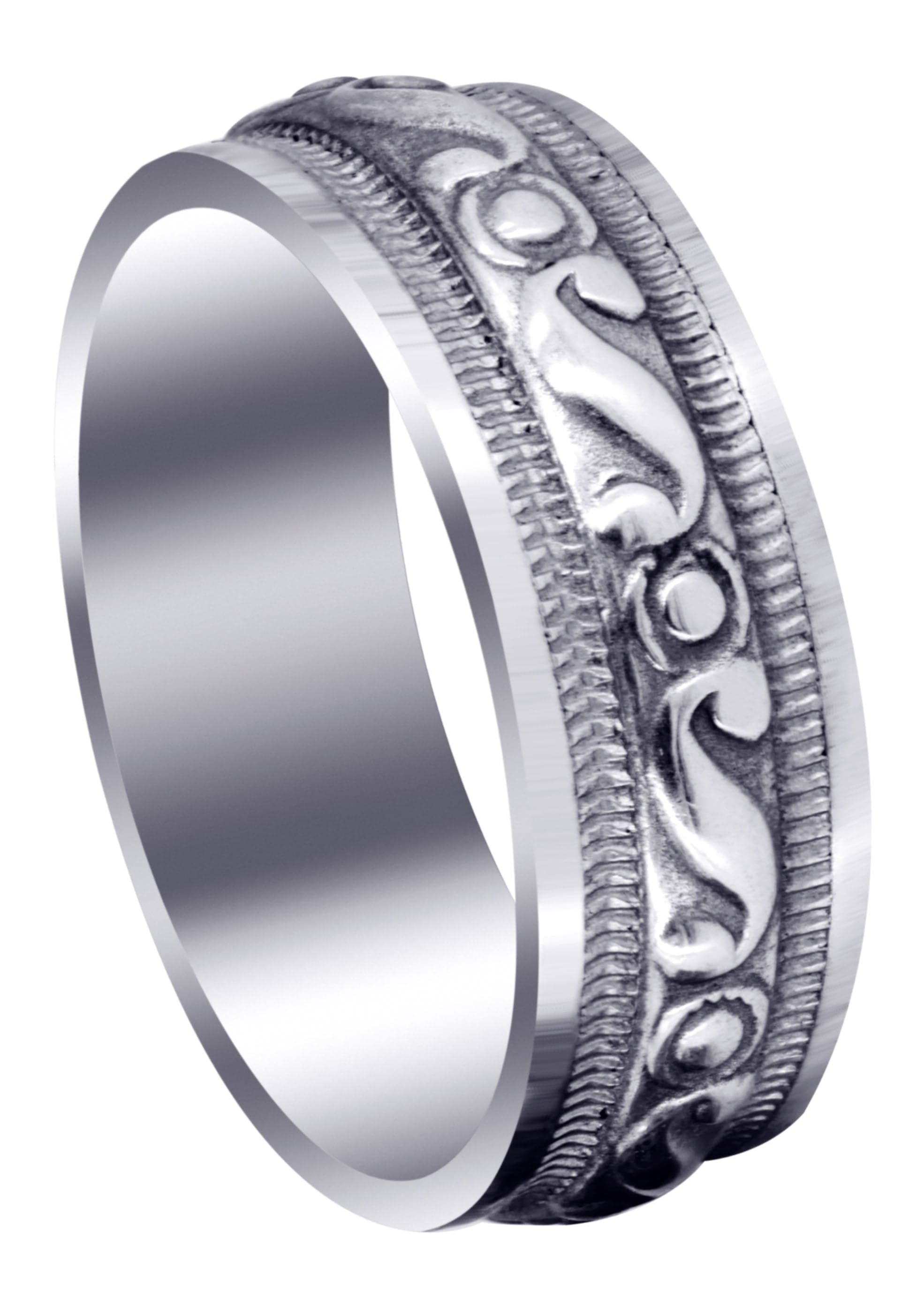 Vintage Men's Wedding Band - Sand Blast & High Polish Finish with Jesus Cross Design | Classic Religious Ring for Christian Grooms, Anniversary & Promise Rings | Perfect for Church Weddings, Vows & Spiritual Occasions