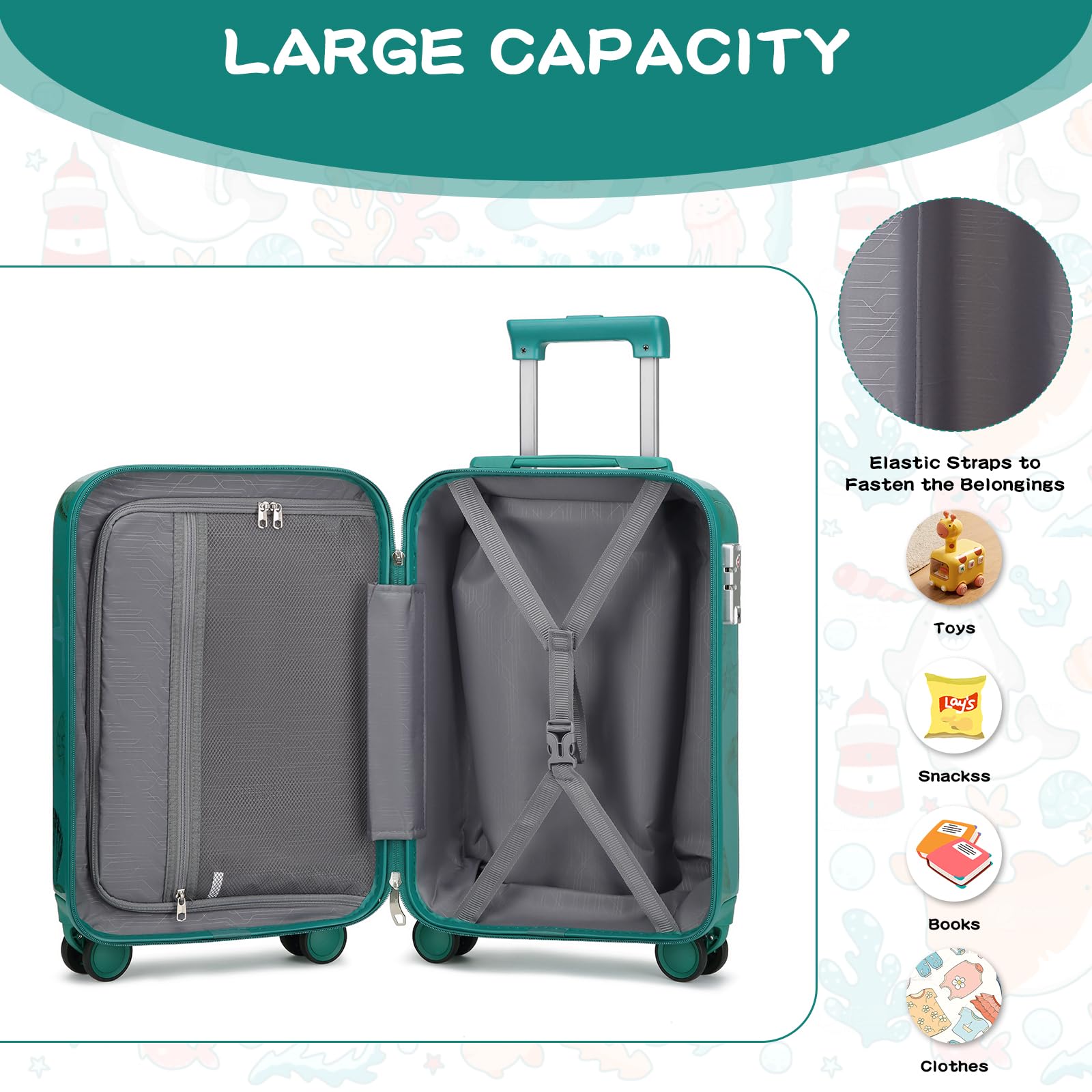 Somago 4-Piece Kids Luggage Set with 18