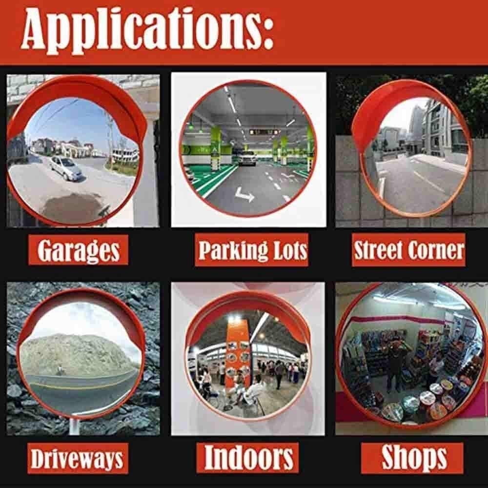 Convex Safety Mirror for Traffic & Blind Spots - Wide Angle Outdoor Road Mirror with Durable Frame for Intersections, Parking Lots & Driveways