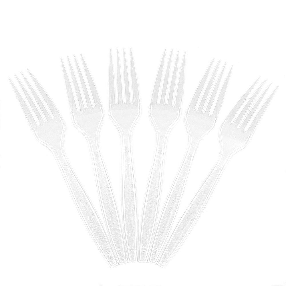 Premium Plastic Forks - Clear Disposable Cutlery for Parties, Events & Catering - 100 Count Bulk Pack - Durable & Eco-Friendly Dining Essentials for Weddings, BBQs & Office Gatherings