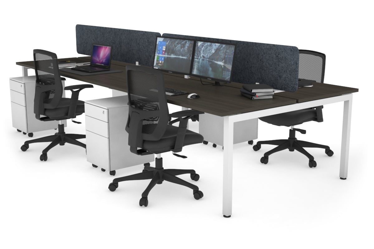 Quadro Square Legs 4-Person Office Workstation Desk - 1200L x 700W - Modern Office Furniture for Collaborative Workspaces & Team Meetings