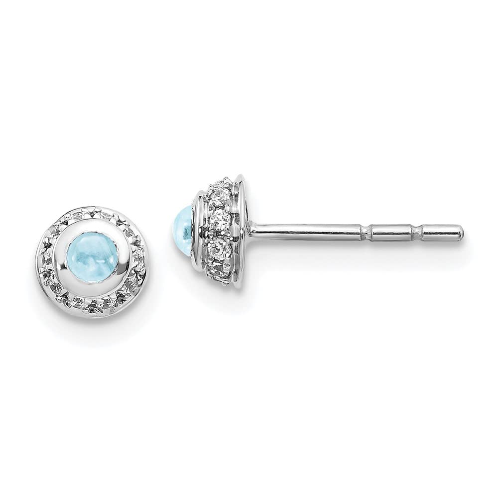 14K White Gold Diamond & Cabochon Aquamarine Earrings for Women | Elegant Dangle Drop Earrings | Fine Jewelry Gift for Her | Perfect for Weddings, Anniversaries & Special Occasions