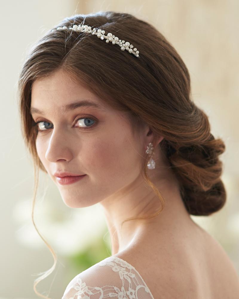 Tiana Pearl Headband for Women - Elegant Crystal Bridal Hair Accessories for Weddings, Parties & Special Occasions