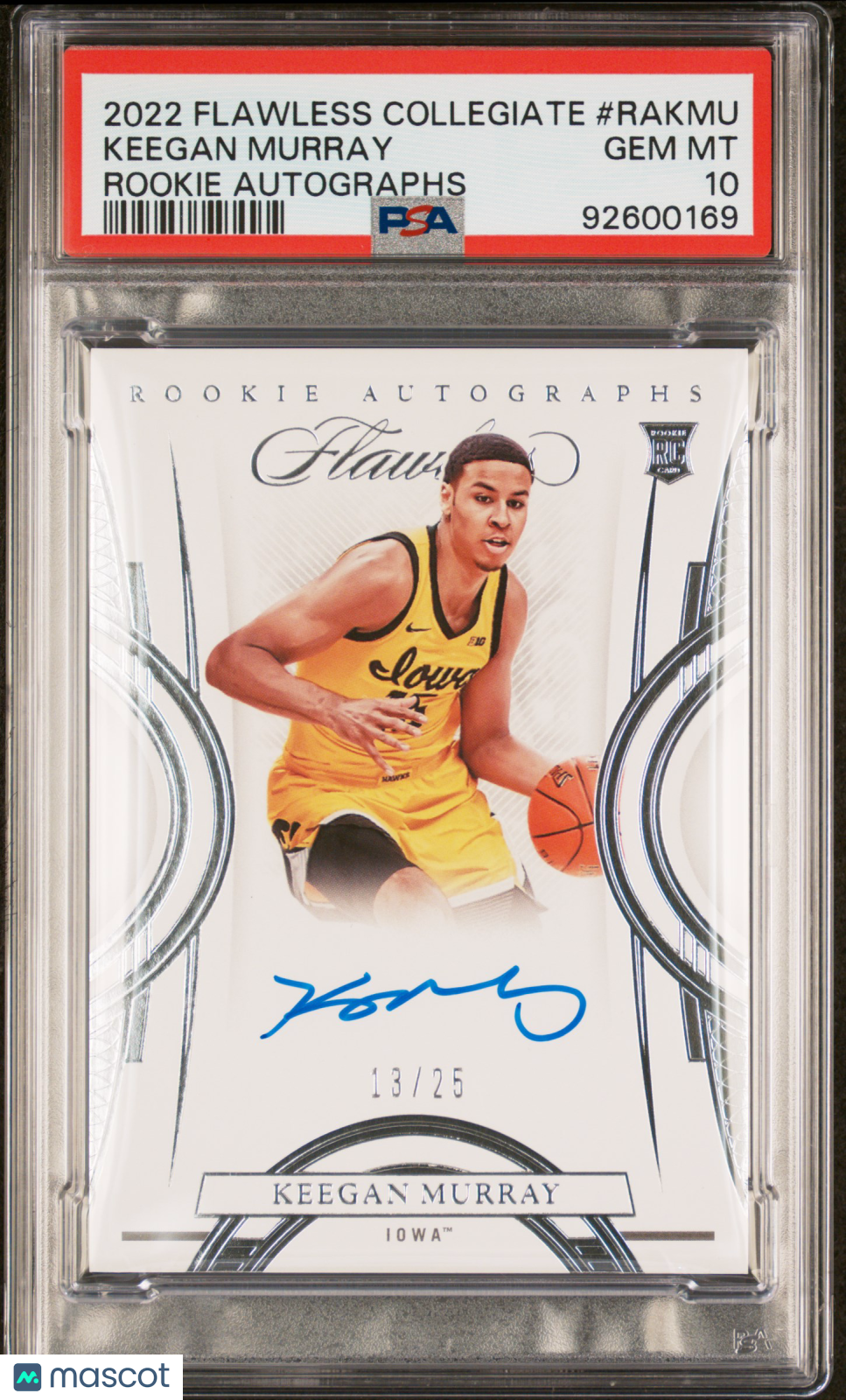 2022 Panini Flawless Collegiate Basketball Rookie Autograph Card - Keegan Murray PSA 10 Gem Mint 13/25 - Rare Collectible for Sports Memorabilia Fans & Card Investors
