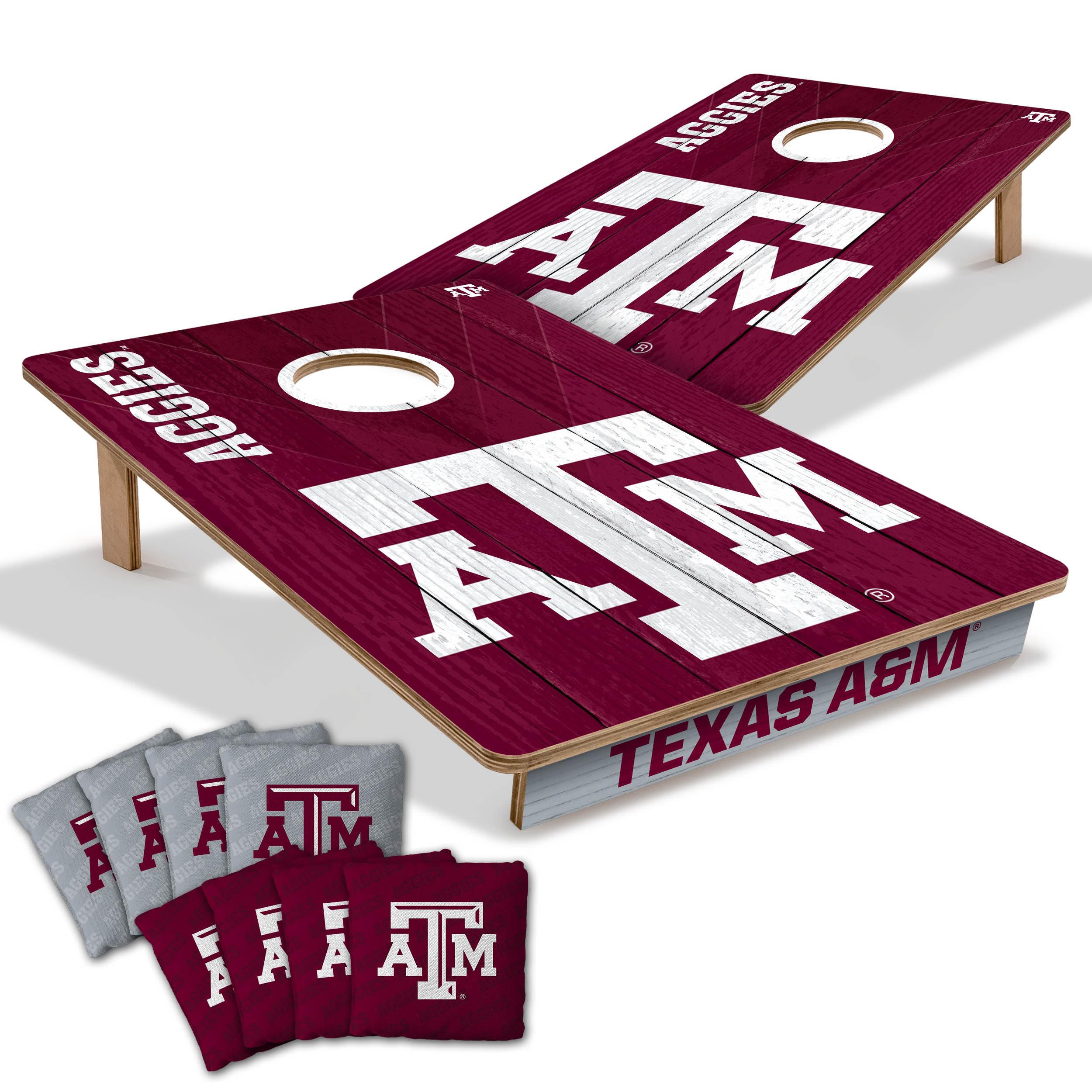 YouTheFan NCAA 2’ x 3’ Wood Cornhole Game Set with Logo Bags - Official College Team Cornhole Boards for Tailgating, Backyard Parties & Outdoor Games