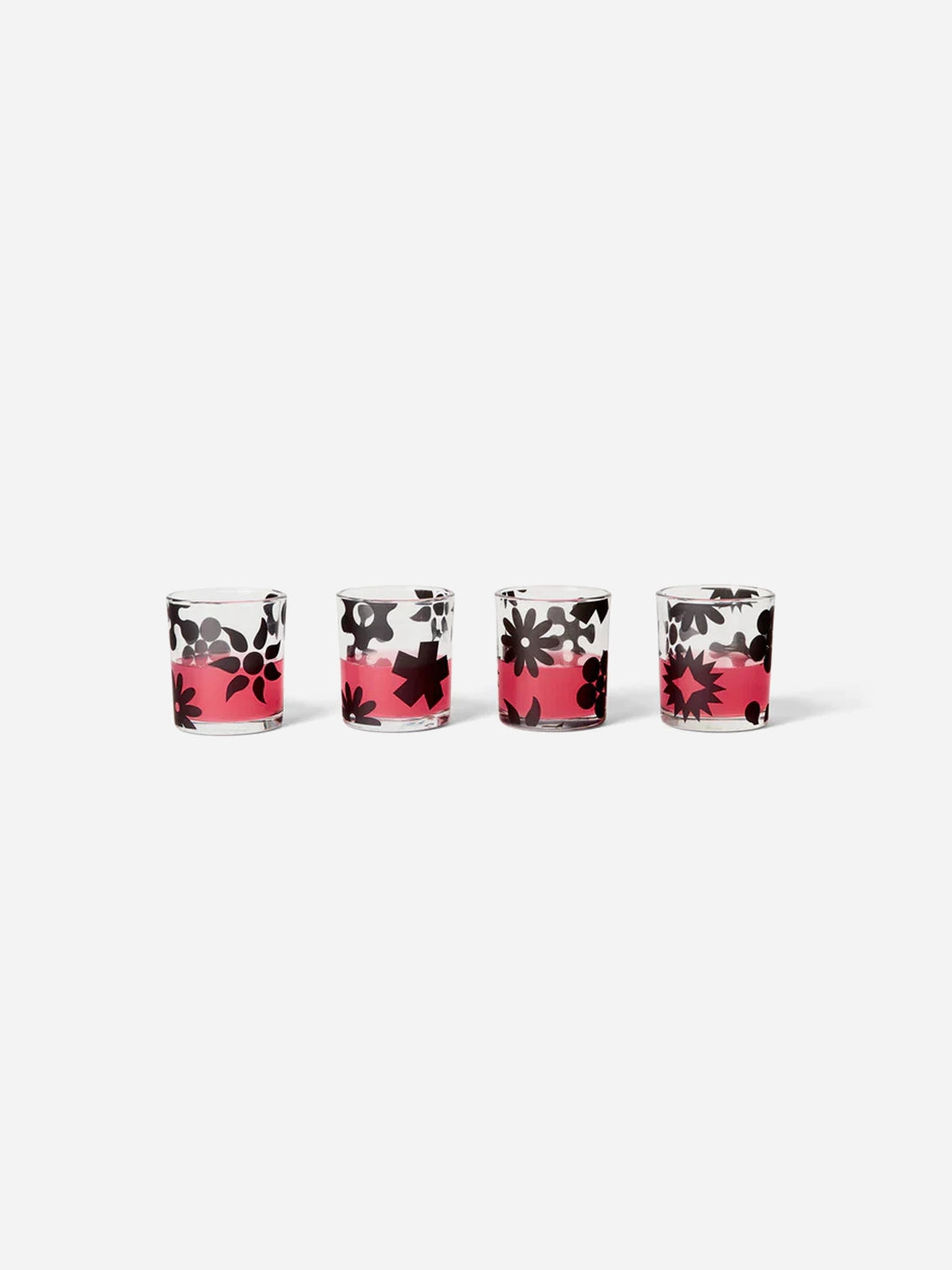 Dusen Dusen Pattern Glasses Set of 4 - Colorful Geometric Design Drinking Glasses for Cocktails, Juice & Party Beverages - Perfect for Home Bar, Dinner Parties & Gift Giving