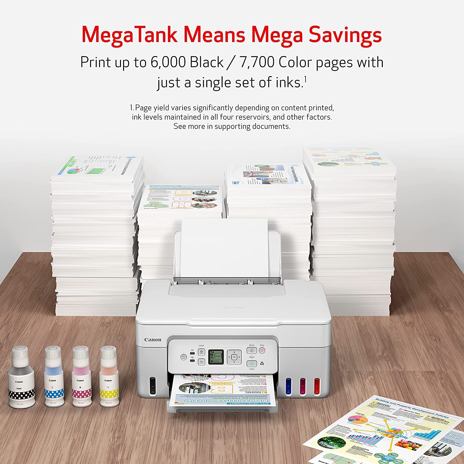 Canon PIXMA G3270 Wireless MegaTank All-in-One Printer with Scanner, Copier & Fax | High-Yield Ink Tank System for Home & Office Printing | Perfect for Documents, Photos & School Projects