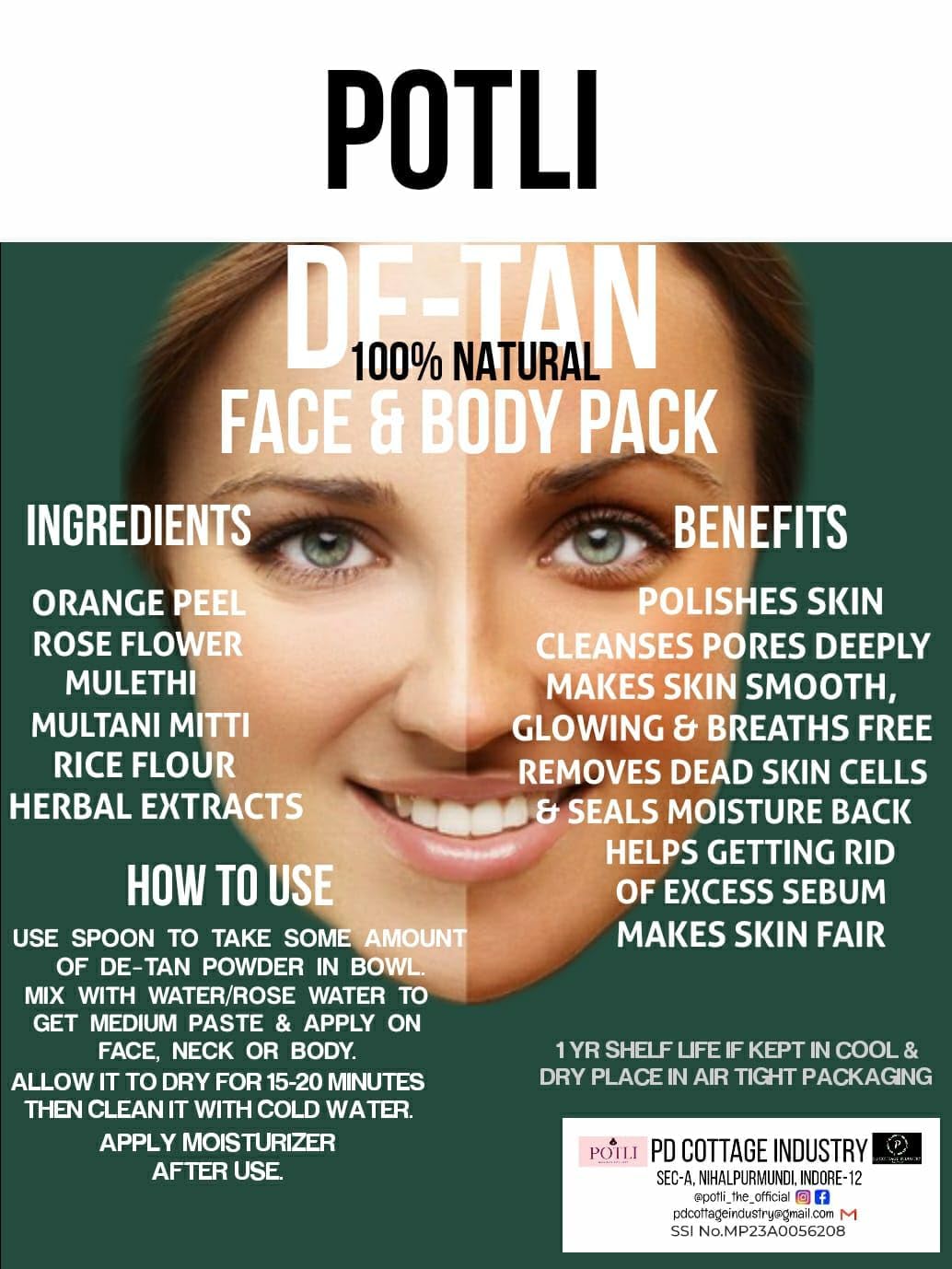 POTLI 100% Natural Ayurvedic Skin Care Gift Set - 6 Items (UBTAN Powder, Body Wax Powder, De-Tan Powder, Mix Fruit Face Pack, Hair Pack 100g Each + Rose Water 100ml) for Glowing Skin & Hair Care | Perfect for Spa Day, Self-Care Routine & Ayurvedic Beauty Regimen