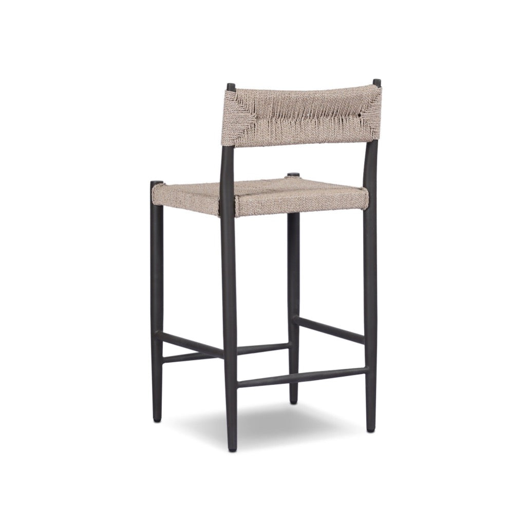 Lomas Outdoor Metal Stool - Textured Dune Finish - Rust-Resistant Patio Bar Stool for Garden, Poolside & Backyard Relaxation