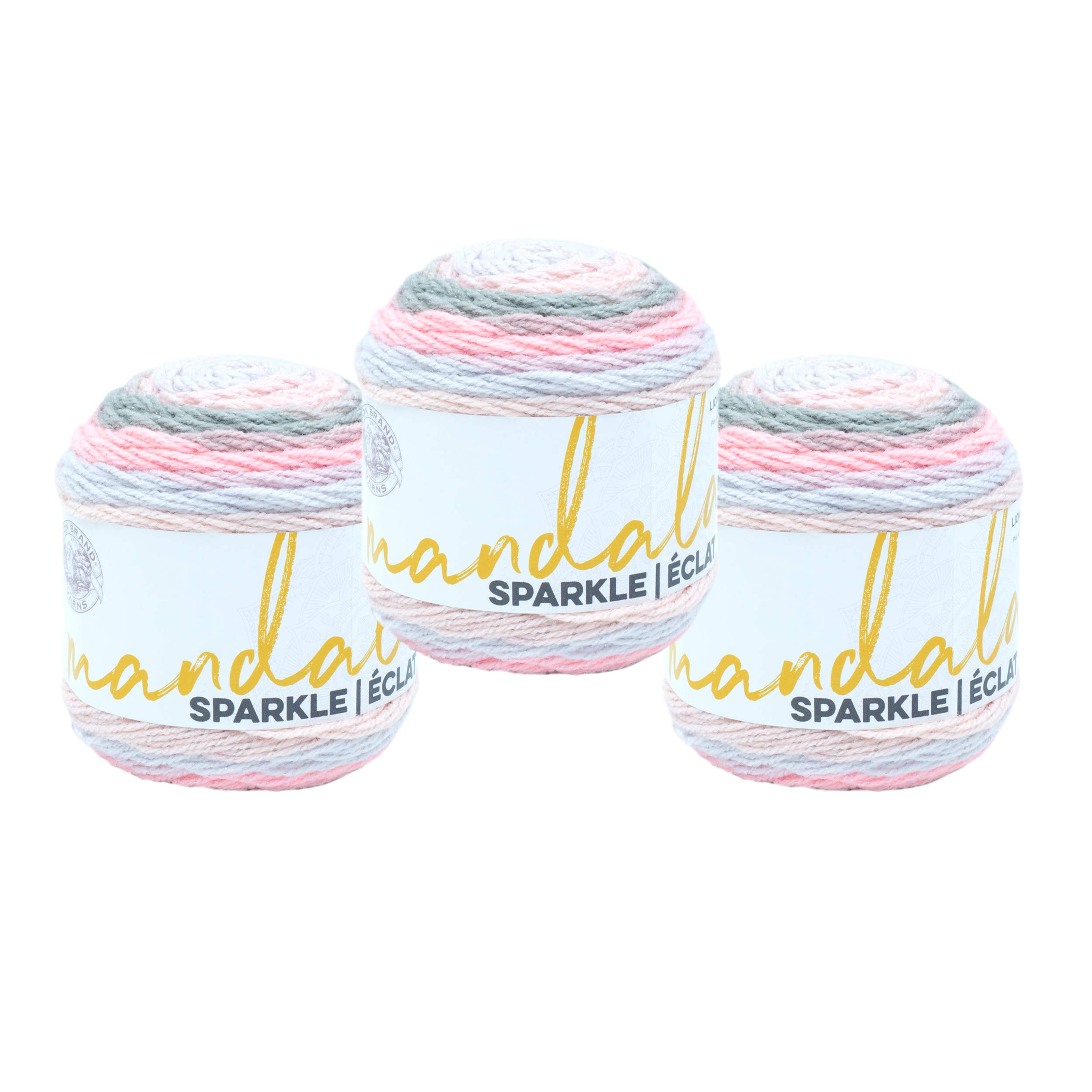 (3 Pack) Lion Brand Yarn Mandala Sparkle Yarn - Nova Color | Soft & Shimmering Acrylic Yarn for Crochet, Knitting & DIY Crafts | Perfect for Scarves, Blankets & Home Decor Projects