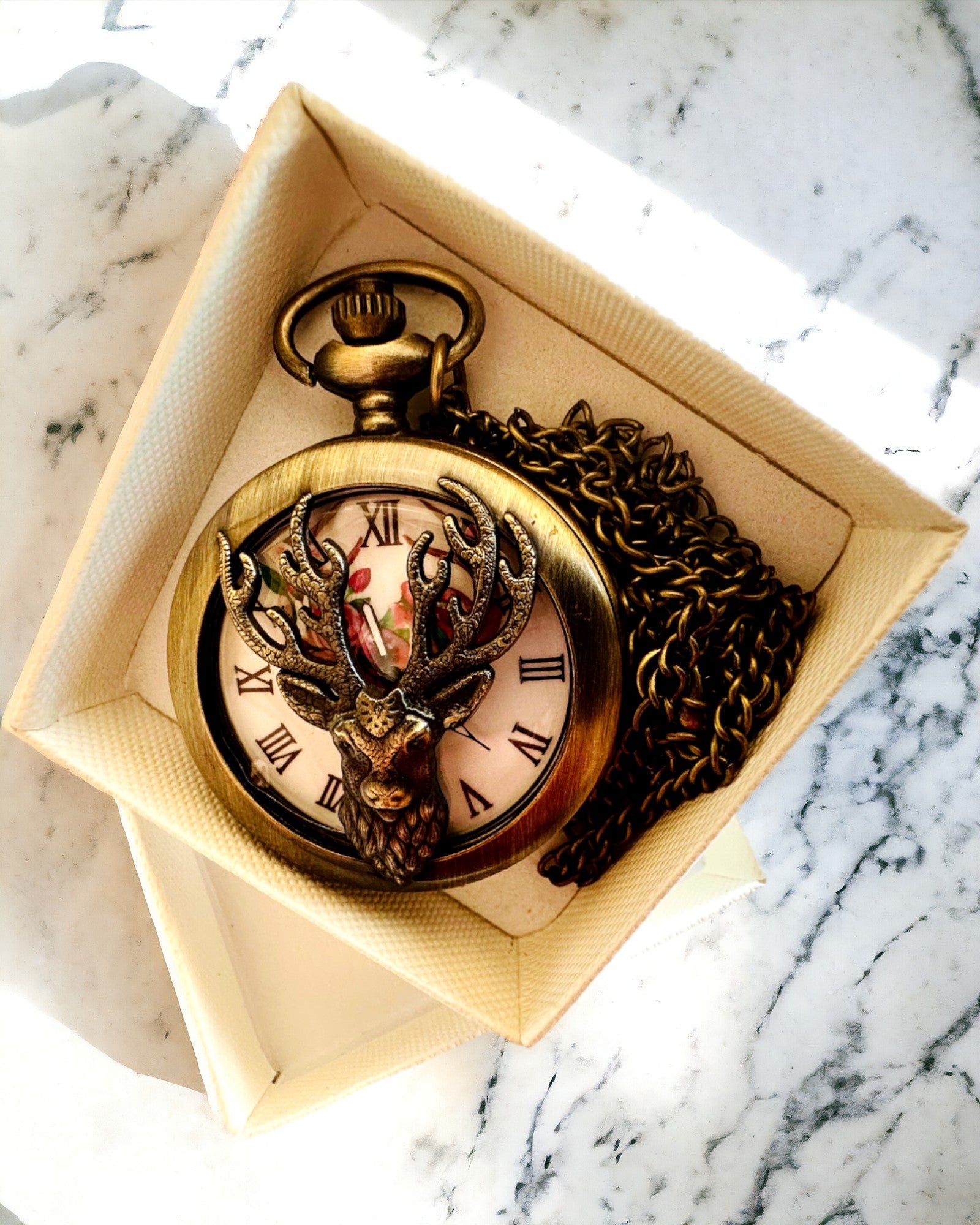 Forest Guardian Pocket Watch - Elegant Engravable Deer Motif Timepiece | Vintage Style Gift for Nature Lovers, Wedding Favors & Collector's Items