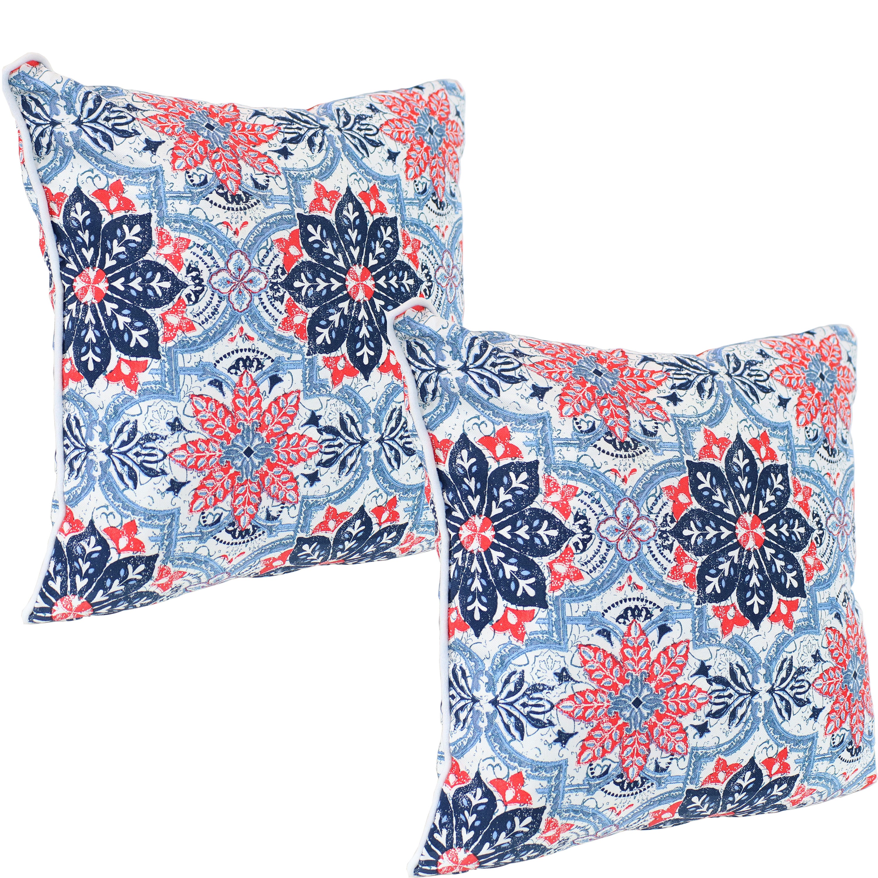 Stylish Sunnydaze Polyester Outdoor Decorative Throw Pillows Set of 2 - Waterproof & UV Resistant for Patio, Garden, Poolside & Porch Decor