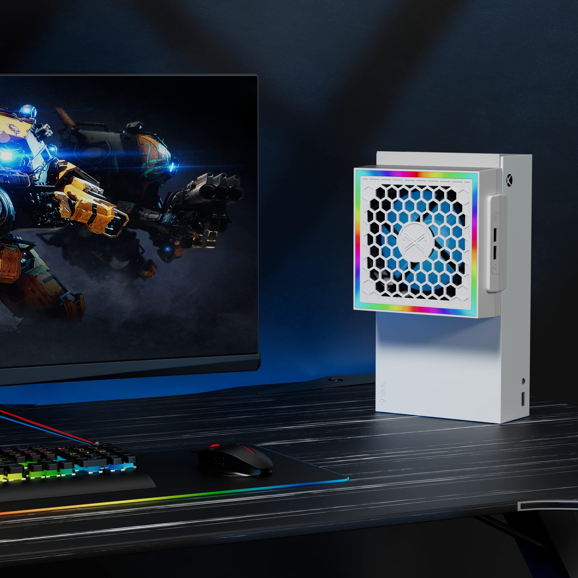 RGB Cooling Fan for Xbox Series S - 3 Speed Adjustable High Performance Cooling System with Quiet Operation | Compatible with Horizontal & Vertical Placement | White Gaming Accessory | Perfect for Long Gaming Sessions & Overheating Protection
