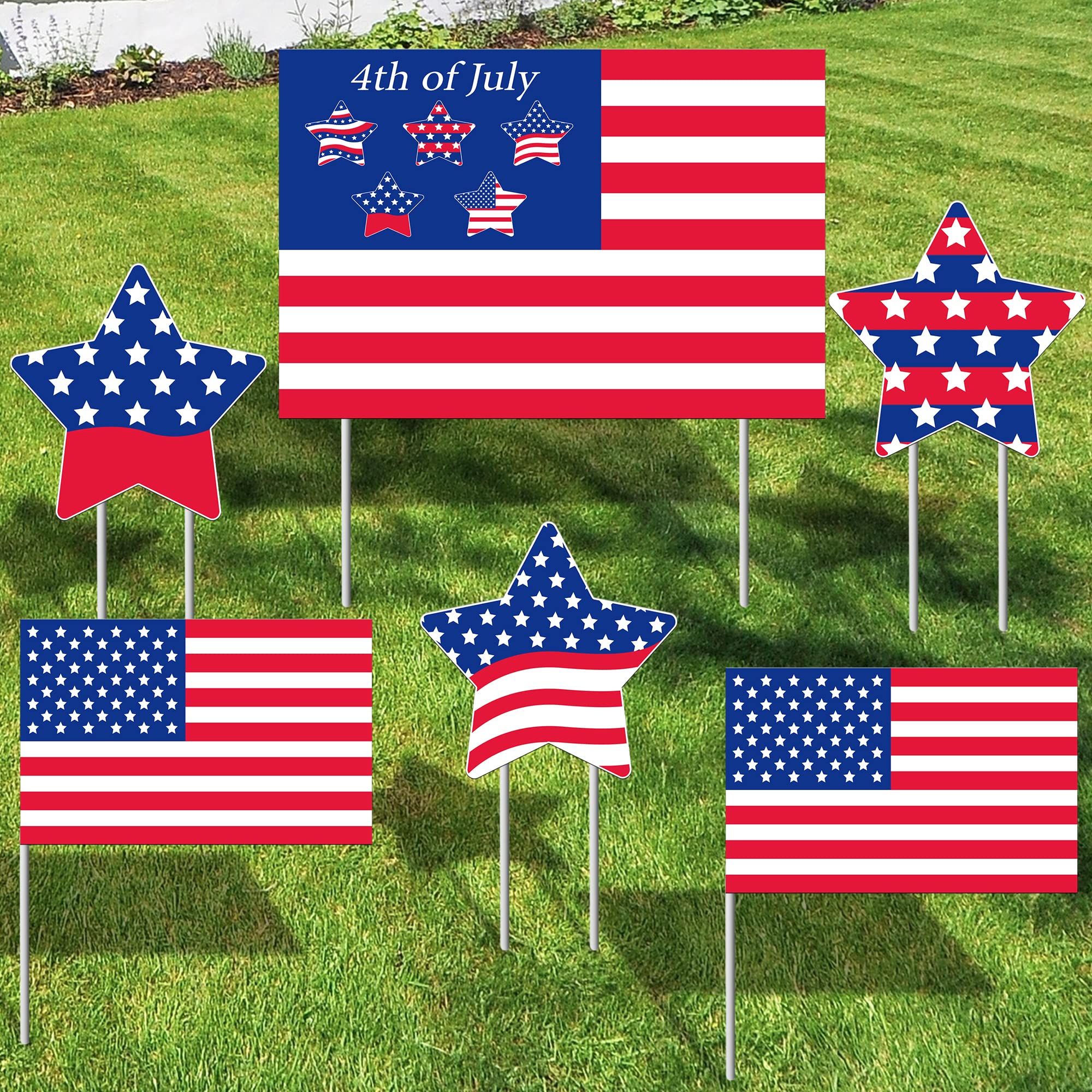 4th of July Yard Signs with Stakes - Patriotic Outdoor Decorations for Independence Day | USA Flag Lawn & Garden Decor | Perfect for Backyard, Front Yard & Party Celebrations