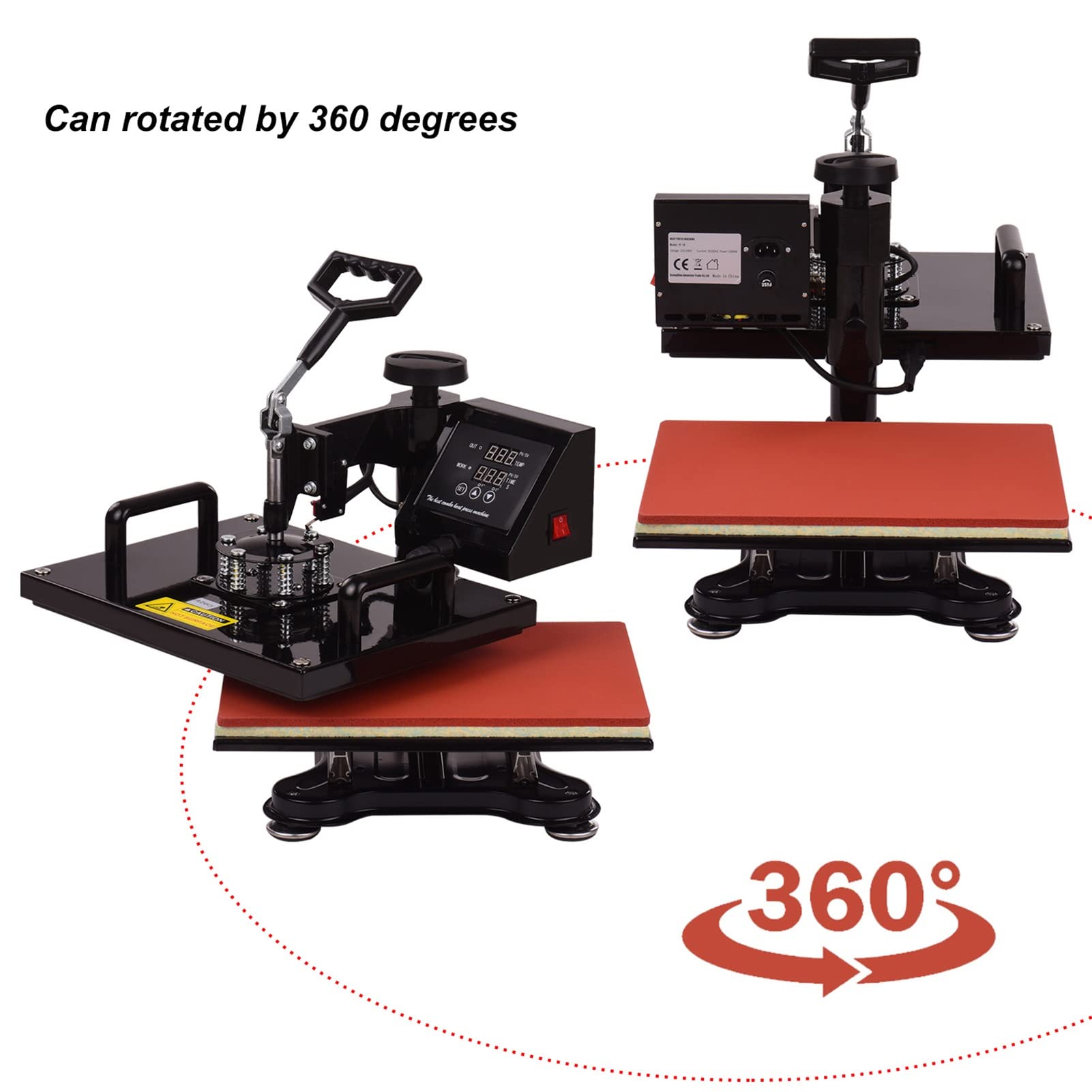 15x15 Inch 8-in-1 Digital Heat Press Machine with 360° Swing Away - Multi-Function Sublimation Combo for T-Shirts, Mugs, Hats, Plates & Bottles | Perfect for DIY Crafts, Custom Apparel & Small Business Printing