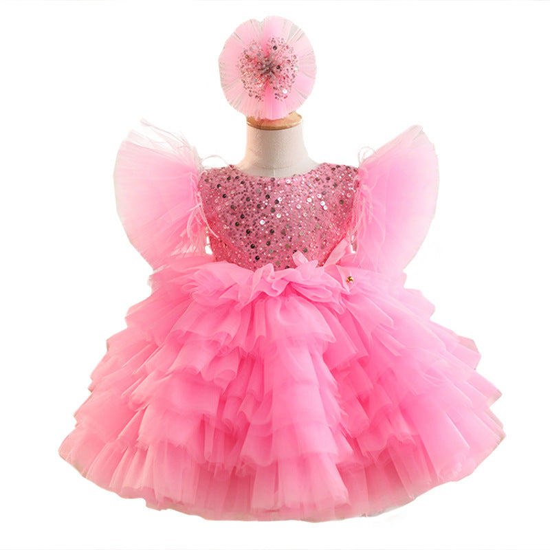 Elegant Fluffy Sequined Princess Dress for Toddler Girls - Perfect for Birthday Parties, Pageants & Special Occasions