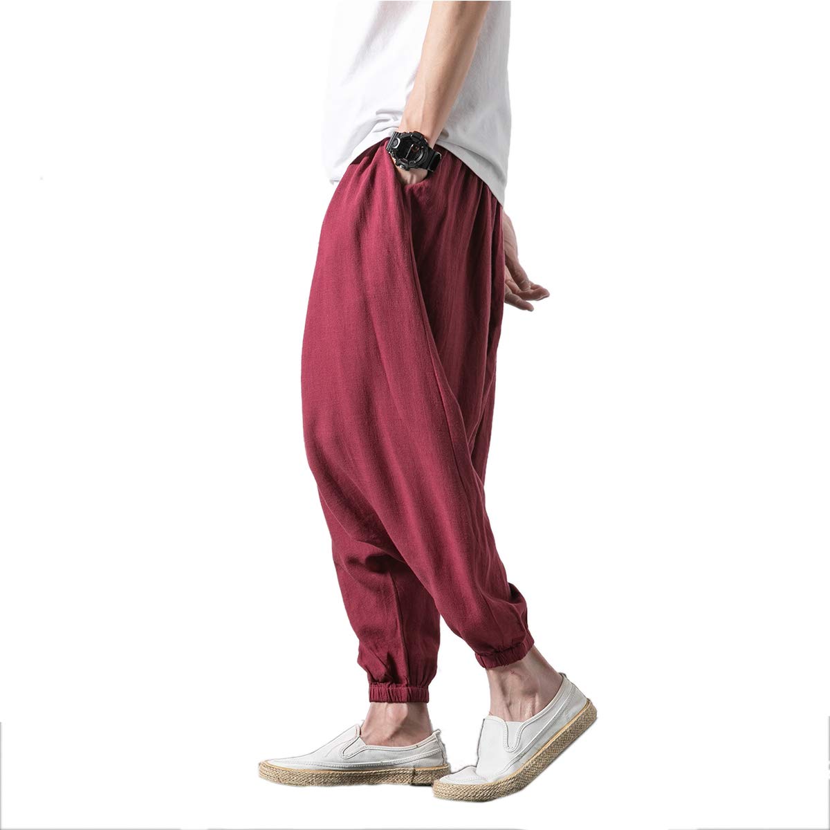 Seidarise Men's Harem Pants - Drop Crotch Lounge Pants, Plus Size Genie Joggers & Balloon Yoga Pants for Men | Comfortable Loungewear for Home, Meditation & Streetwear Fashion