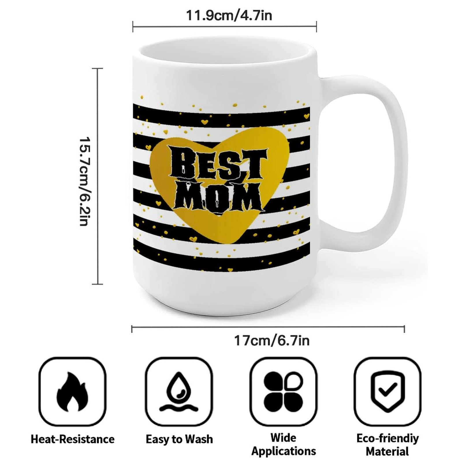 15oz Inspirational Ceramic Coffee Mug - Perfect Mother's Day Gift for New Moms, Friends, Daughters & Sons | White Glossy Happy Mother's Day Mug for Coffee, Tea & Hot Drinks at Home or Office