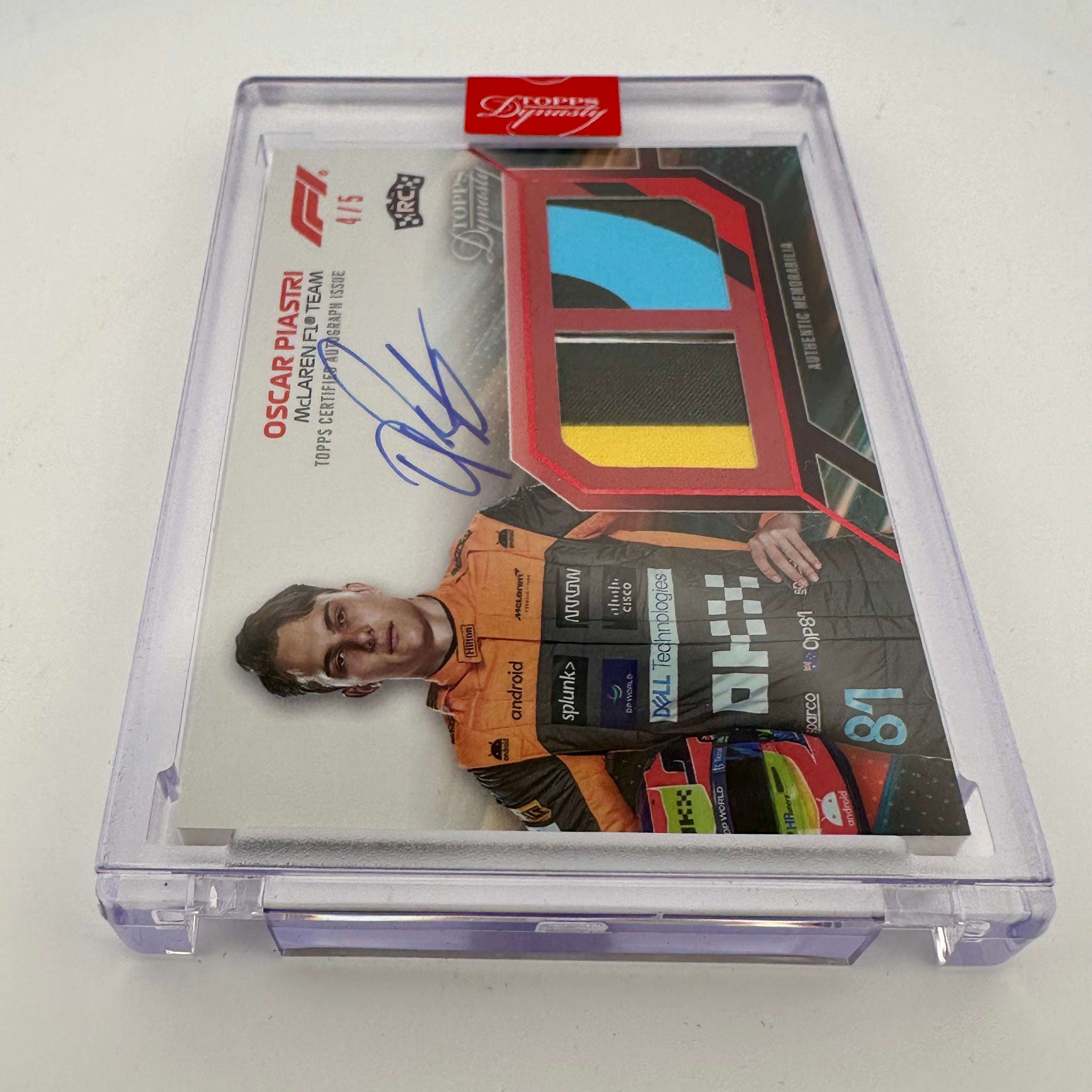 2023 Topps Dynasty Dual Relic Rookie Card - Oscar Piastri #SDDRA OP (4/5 Red) | Collectible Racing Memorabilia for F1 Fans & Sports Card Enthusiasts