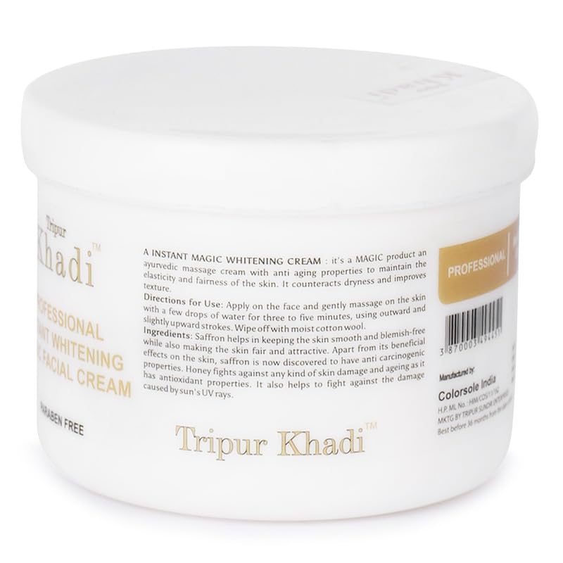 Tripur Khadi Kesar Extract & Pro Charcoal Instant Whitening Facial Cream Combo - 2 Pack (200g Each) | Brightening & Detoxifying Face Care for Glowing Skin | Perfect for Daily Skincare Routine & Special Occasion Prep